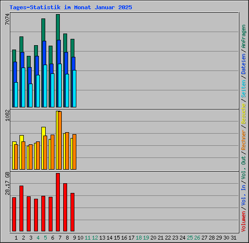 Tages-Statistik im Monat Januar 2025